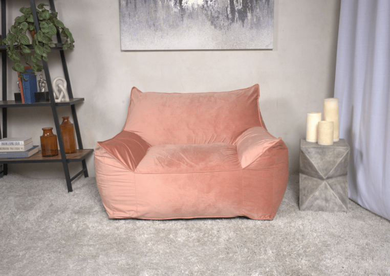 Allea Velveteen Bean Bag Chair with Armrests, Pink