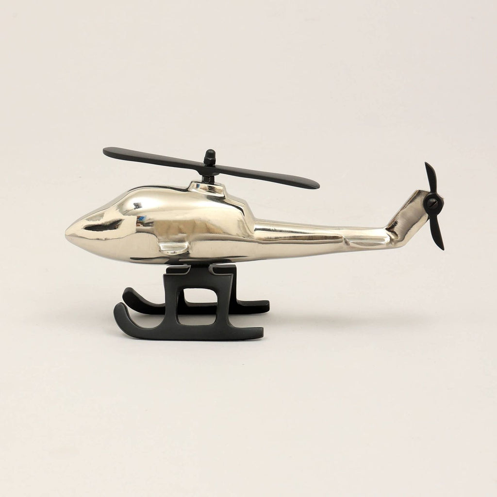 Aluminum Airplane Decorative Sculpture-Home Decor Statue-Accent Figurine Helicopter-10X3.25X5"