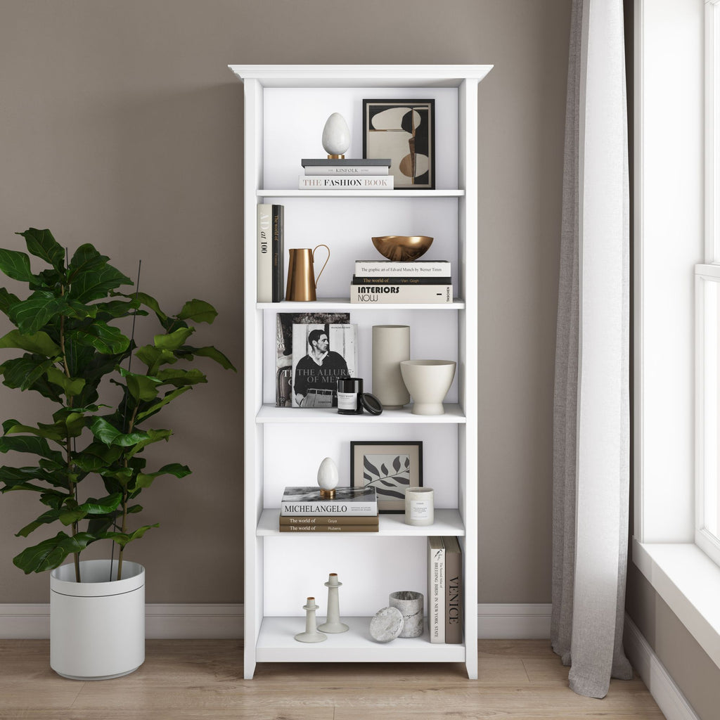 Amherst 30 inch Solid Wood 5 Shelf Bookcase in White