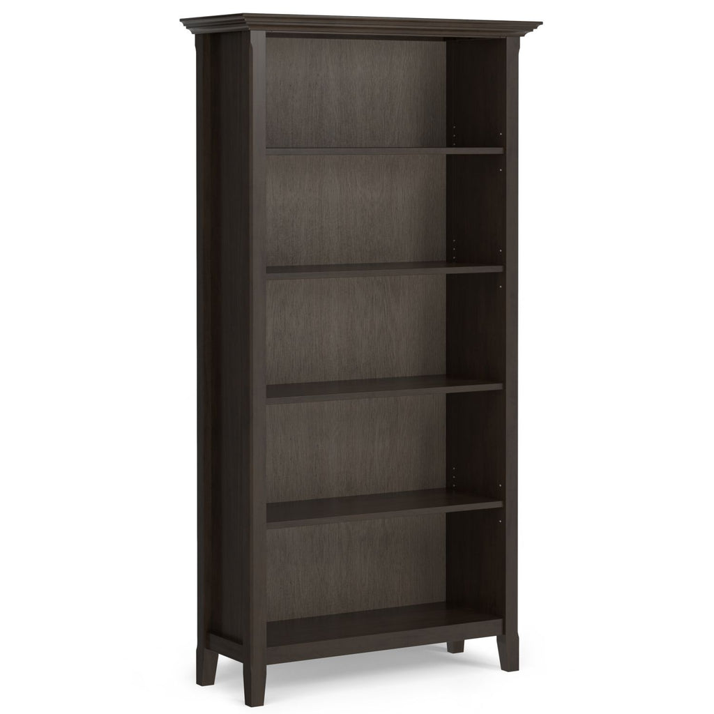 Amherst 36 inch Solid Wood 5 Shelf Bookcase in Hickory Brown