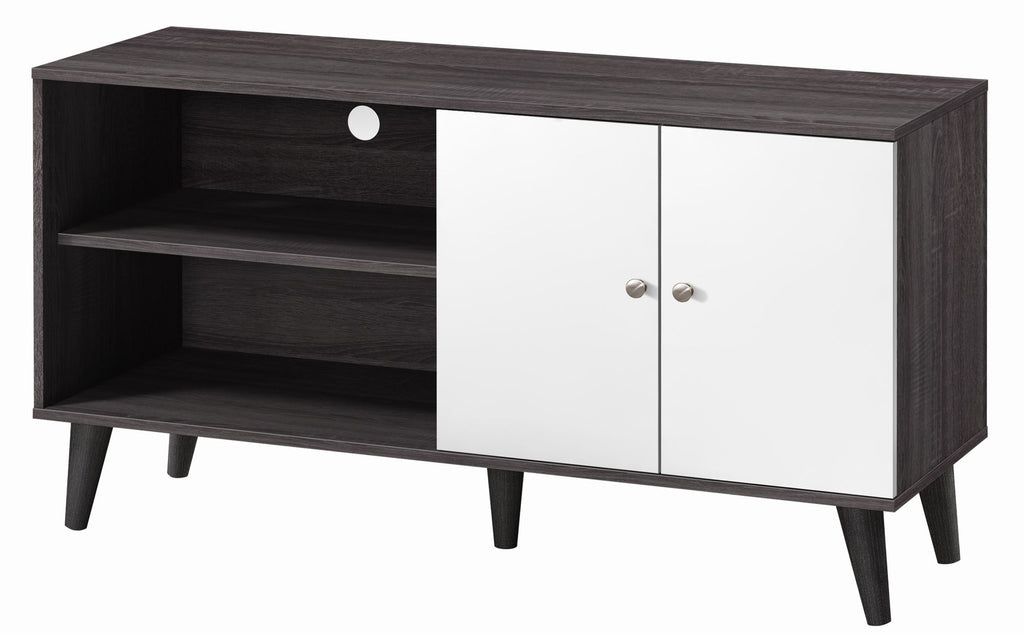 Amidon TV Stand for TVs up to 47.3", with 2 Storage Shelves& 1 Cabinet, Modern Entertainment Centre for TV in Living Room in Dark Gray + White
