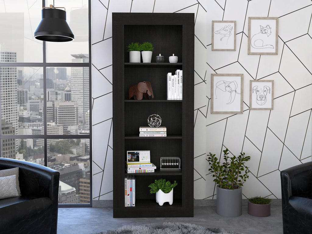 Andina Bookcase, Vertical Design, Five Shelves -Black