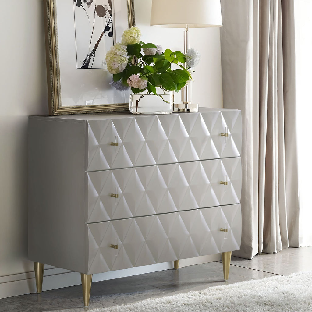 Anson Metallic Silver & Champagne Finish Console Cabinet