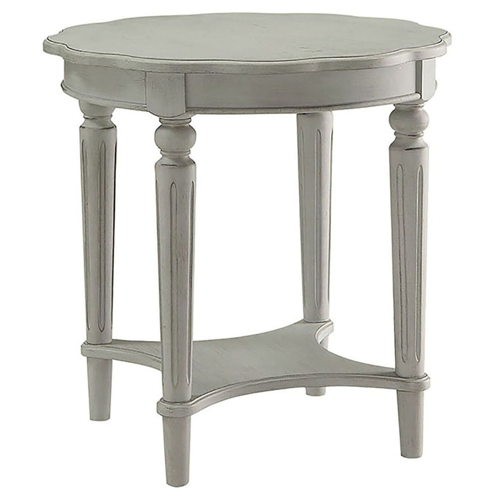 Antique Slate End Table with Bottom Shelf