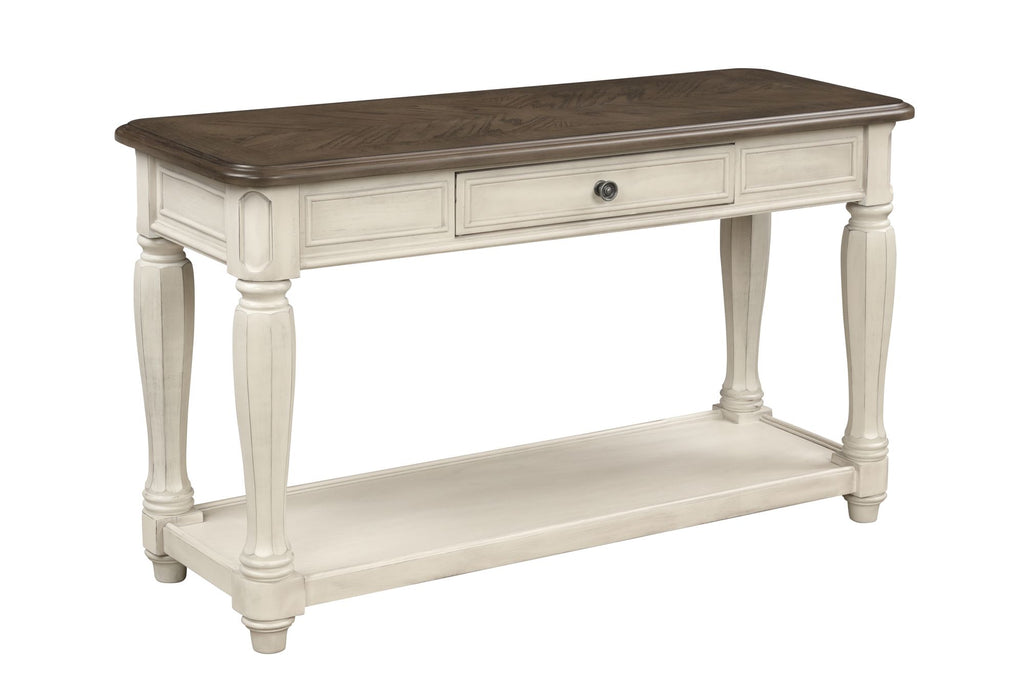 Antique White and Brown Console Table w/ Storage