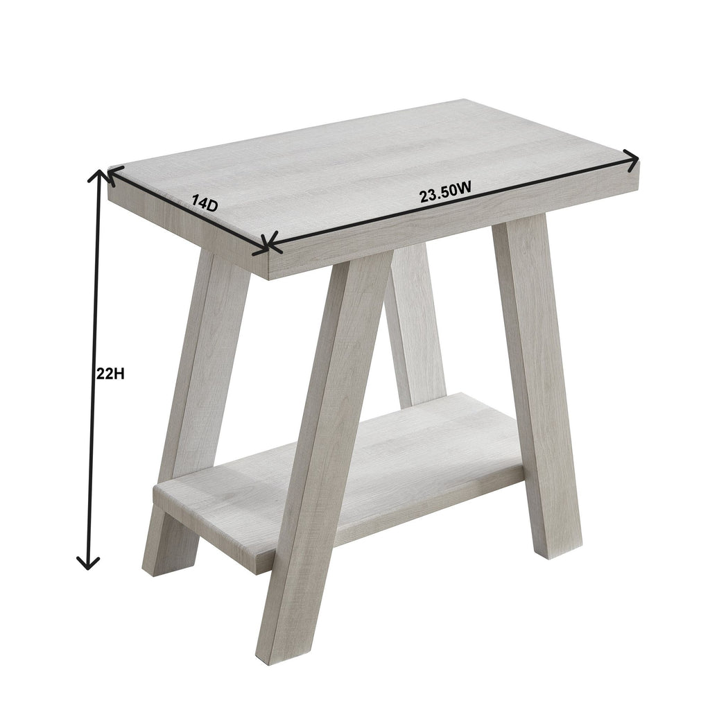 Athens Contemporary Wood Shelf Side Table in White Finish