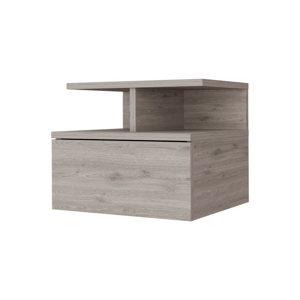 Augusta Floating Nightstand with 2-Tier Shelf and 1-Drawer
