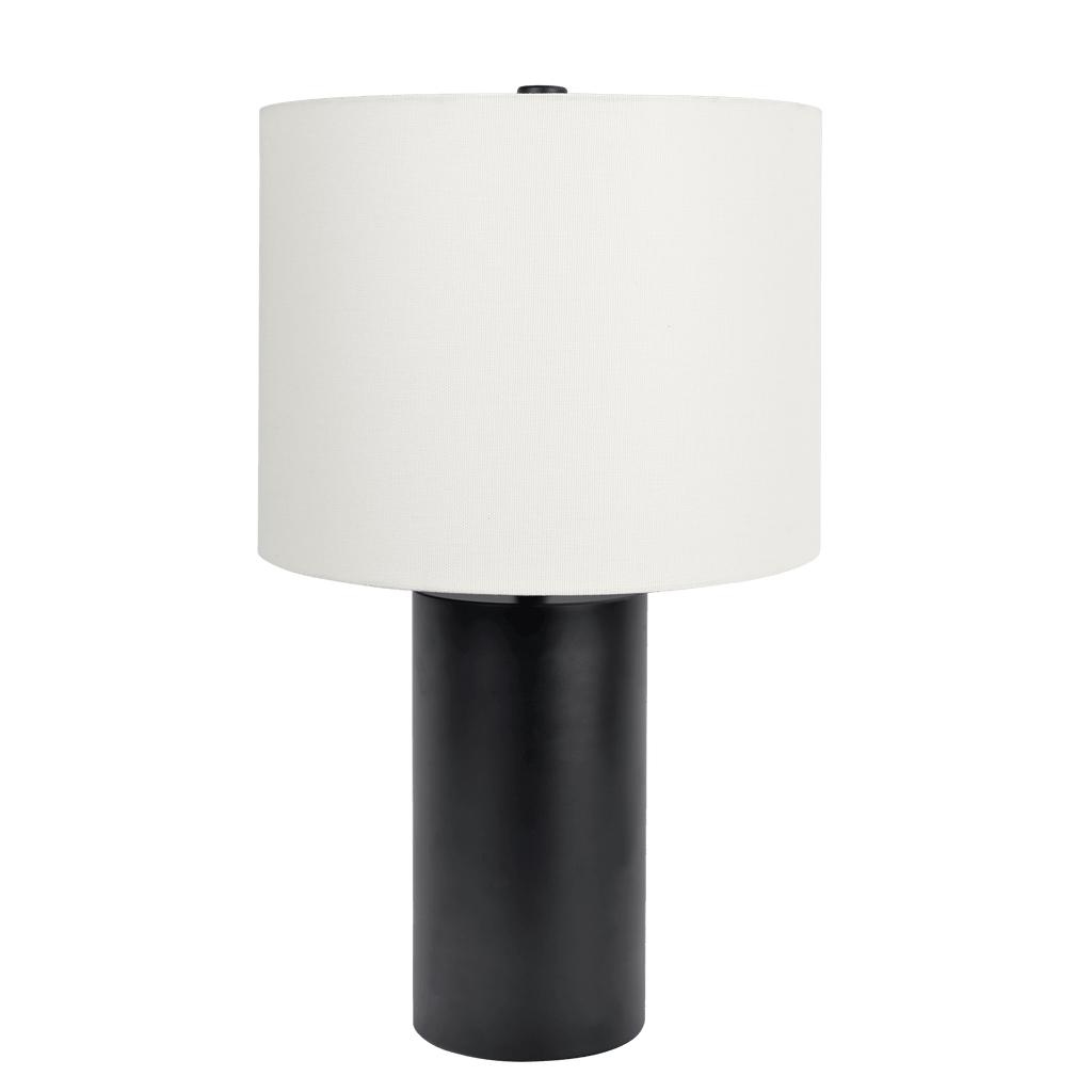 Aura Black Table Lamp with On/Off Switch Black Block Base