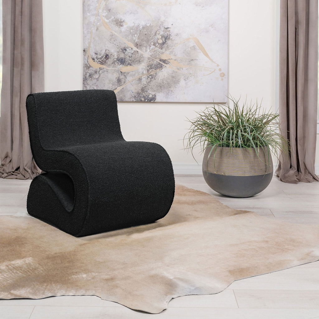 Austin Charcoal Boucle Upholstered Armless Curved Chair