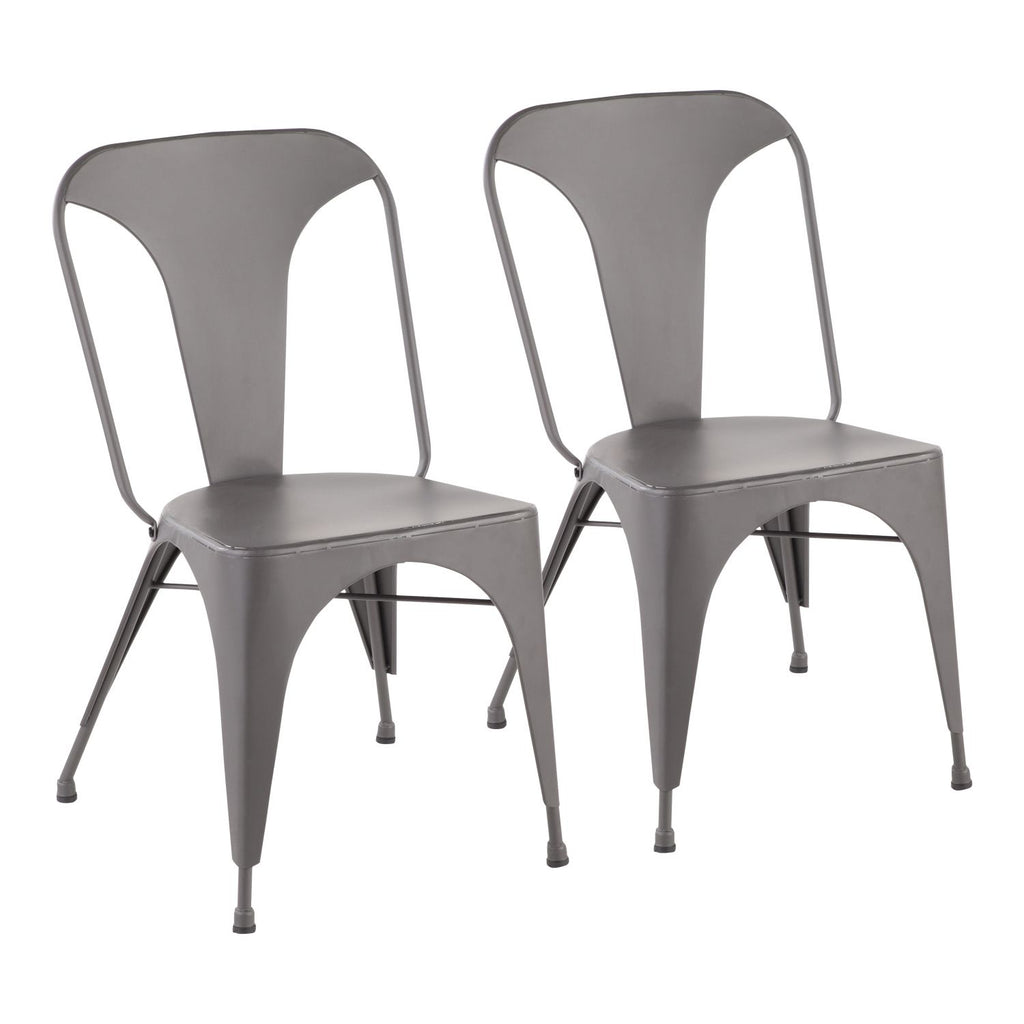 Austin Industrial Dining Chair in Matte Grey by - Set of 2