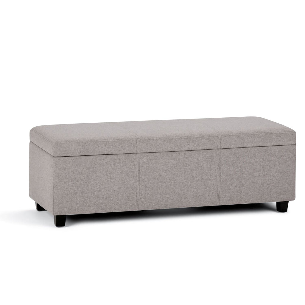Avalon 48 inch Wide Storage Ottoman Bench in Cloud Grey Linen Look Fabric