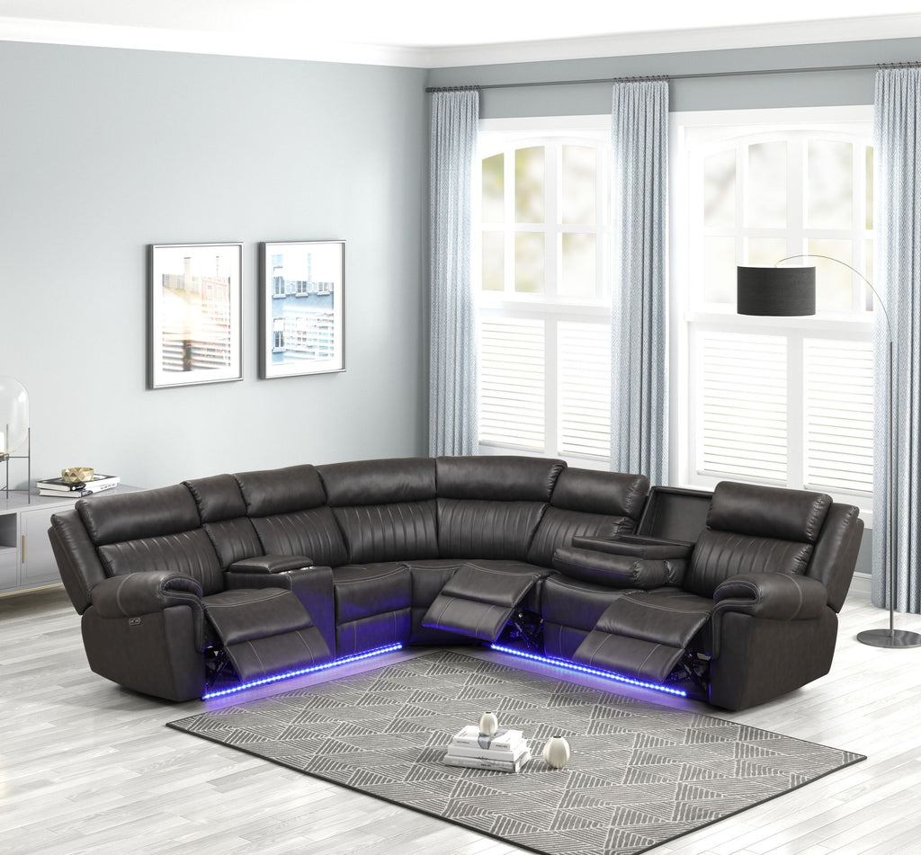 Aviator Modern Style Recliner Sectional Sofa made with Wood in Gray