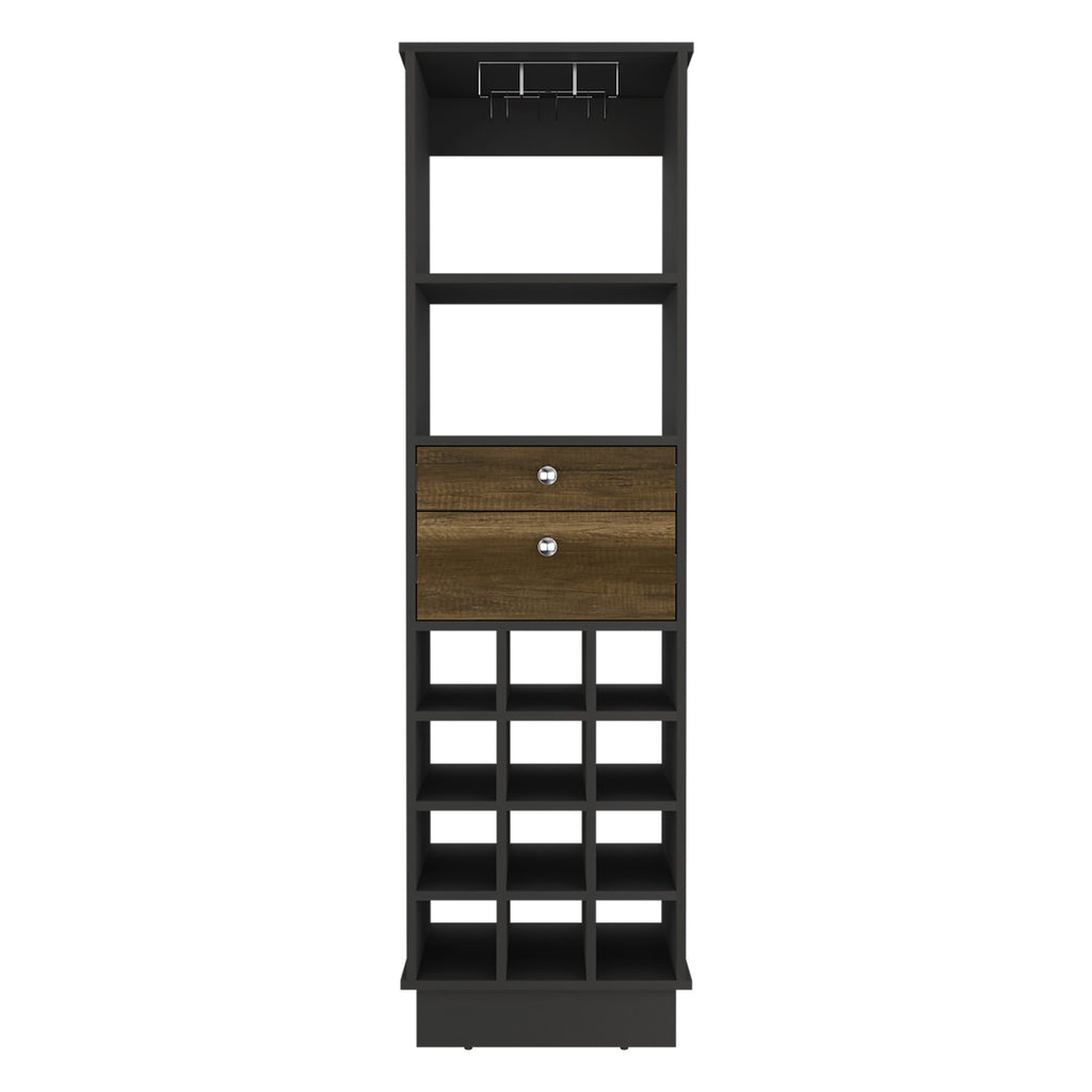 Bar Cabinet Bureck, Living Room, Black / Walnut