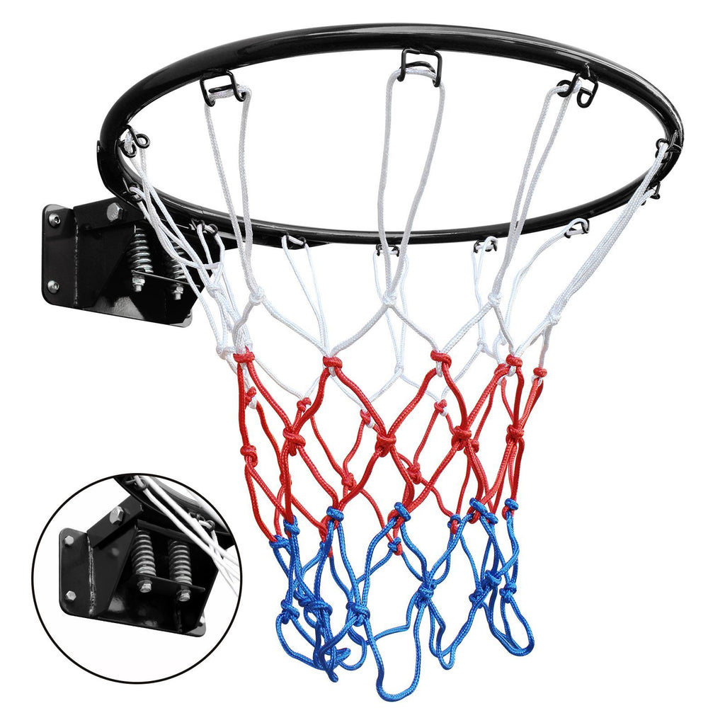 Basketball Double Spring Solid Rim, 18" Steel Basketball Rim for Indoor and Outdoor Black