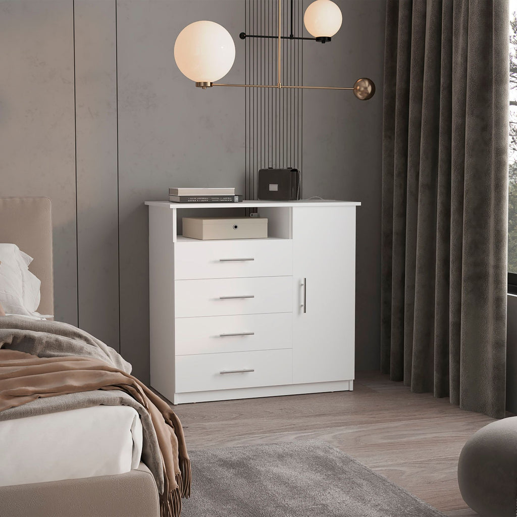Baylon 4-Drawer 1-Shelf Dresser White