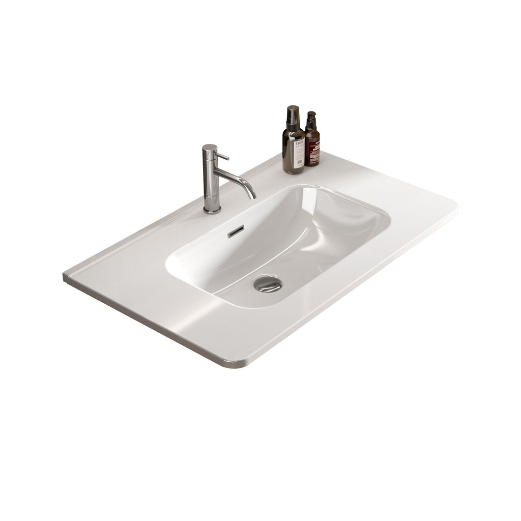 BB04-30-301, Integrated white ceramic basin, drain not included