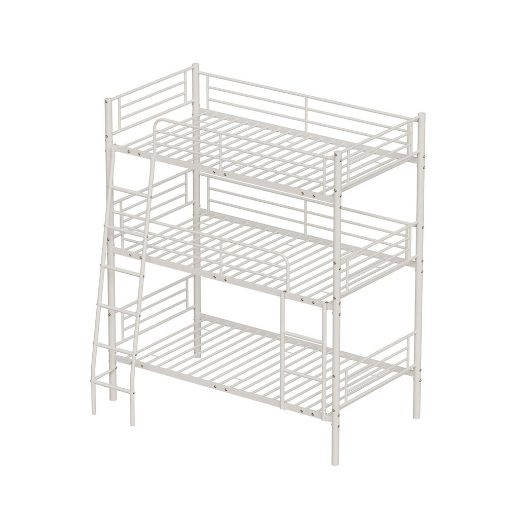 Bedroom dormitory twin size white metal triple bunk bed can be disassembled into three beds