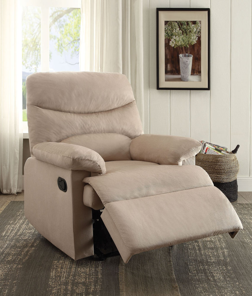 Beige Recliner with Pillow Top Arm