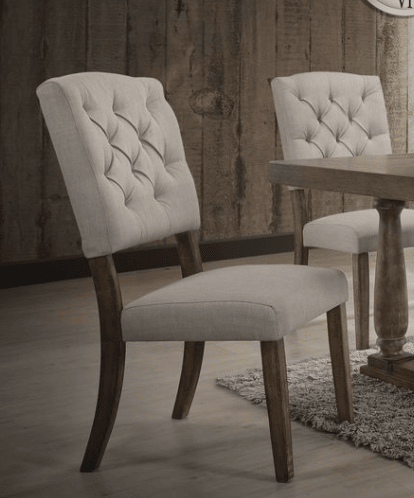 Bernard Beige Linen & Weathered Oak Finish Side Chair (Set of 2)