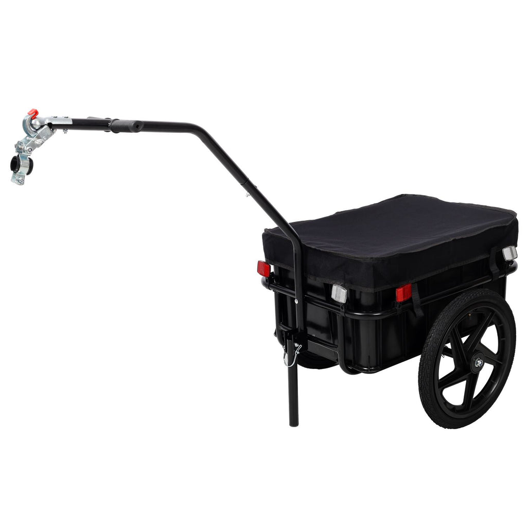 Bike Cargo Trailer with Support Bar, 600D PVC Waterproof Cover, Removable Box, Utility Bike Wagon Trailer for Shopping Camping and Outdoor Activities
