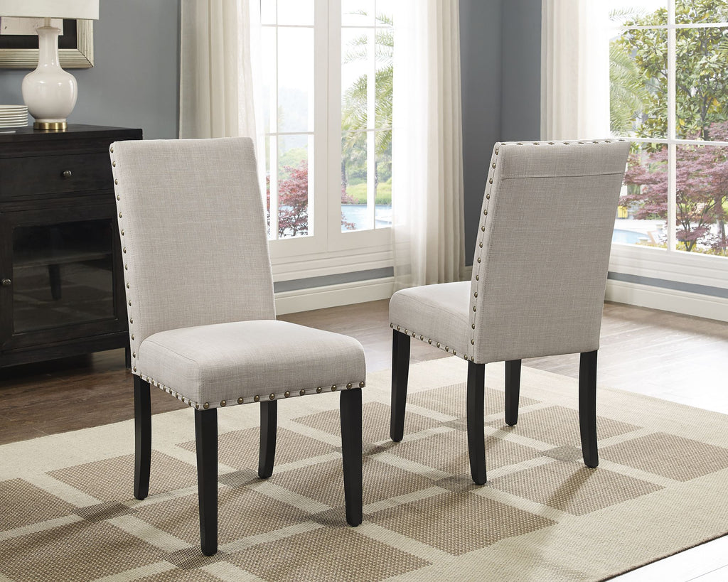 Biony Fabric Dining Chairs with Nailhead Trim, Set of 2, Tan