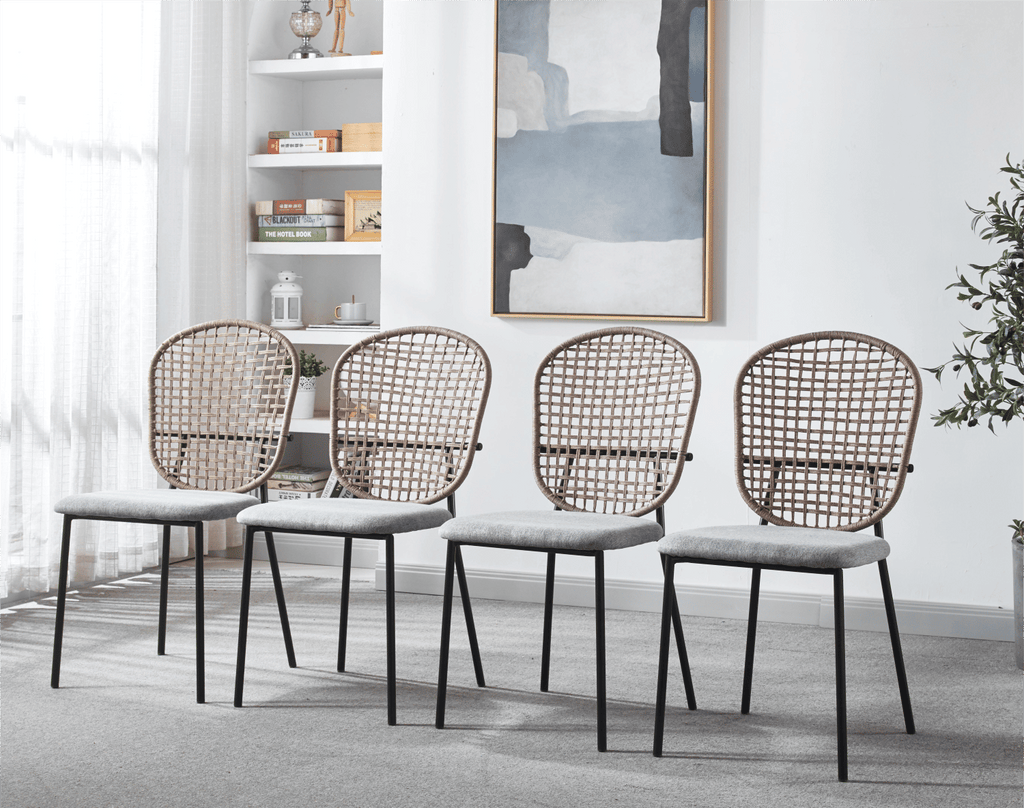 BLACK and gray sennit chair,set of 4,dining chair,coffee chair