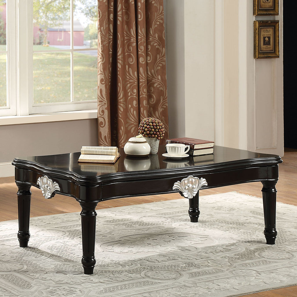 Black Coffee Table with Turned Legs