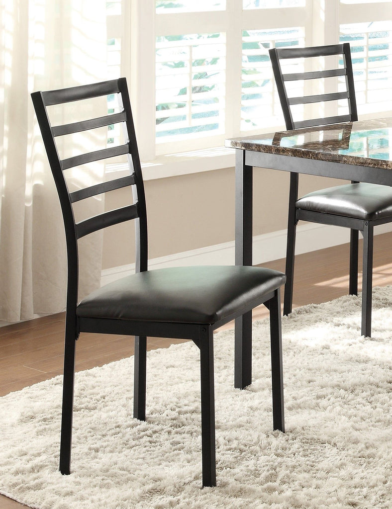 Black Finish Side Chairs Set of 4 Metal Frame Casual Dining Furniture