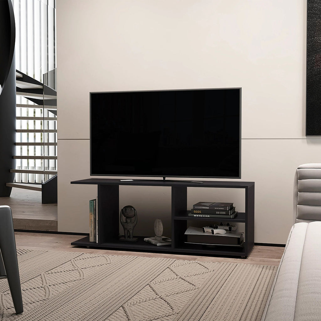 Black TV Rack with Open Storage