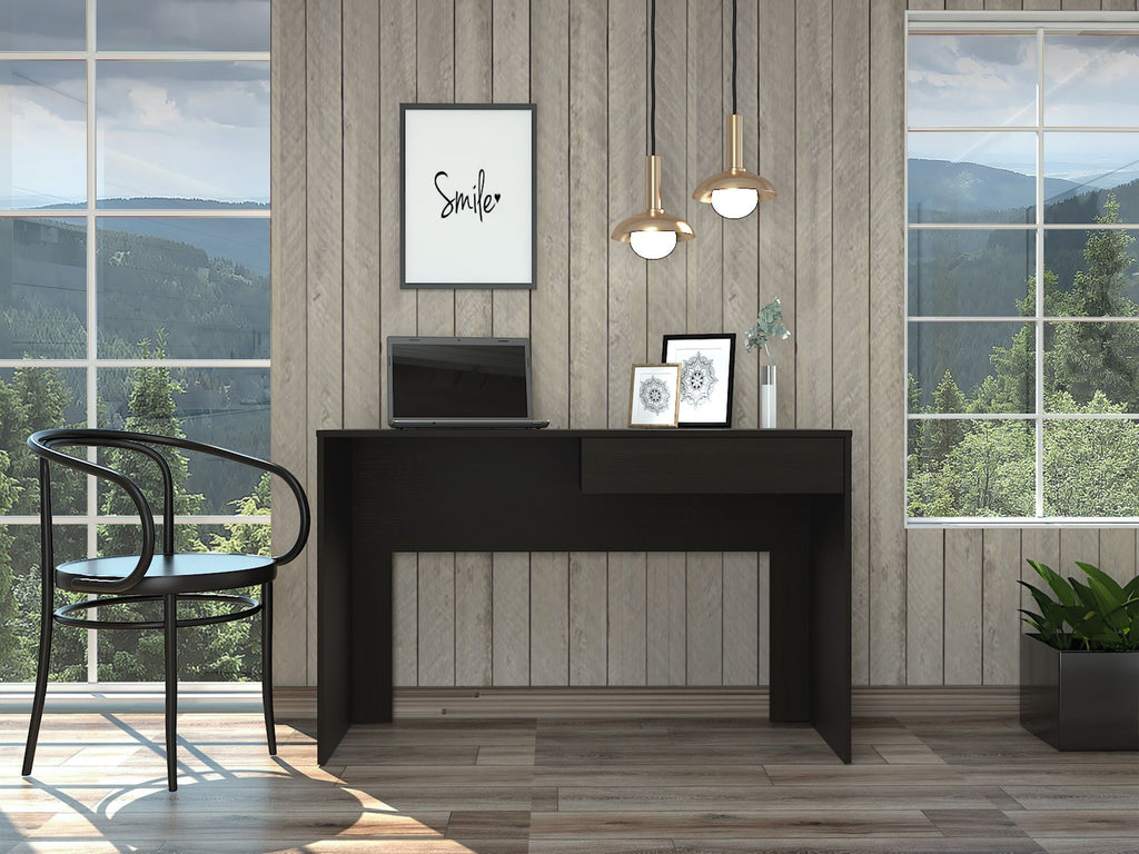 Black Wengue 1-Drawer Computer Desk
