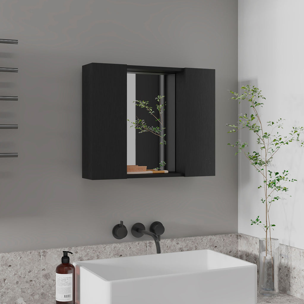Black Wengue 1-Drawer Medicine Cabinet