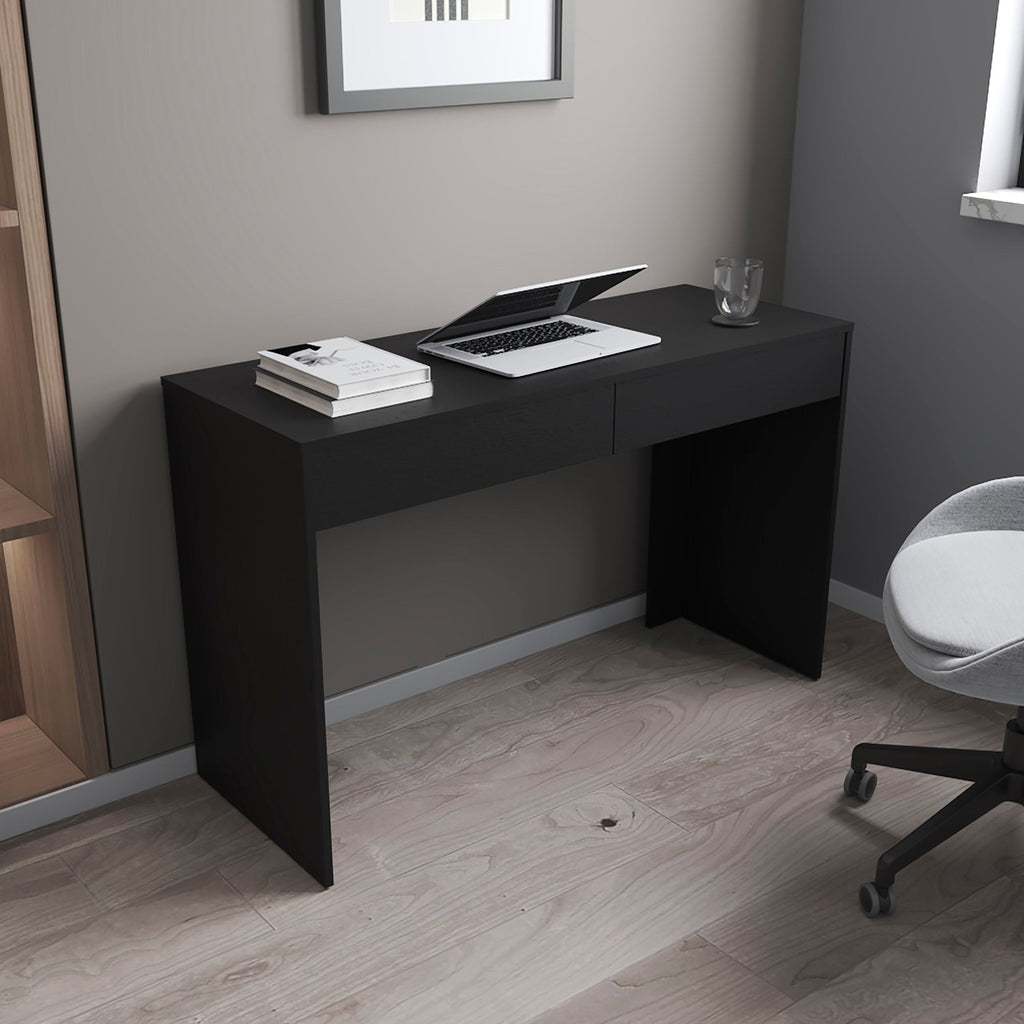 Black Wengue 2-Drawer Computer Desk