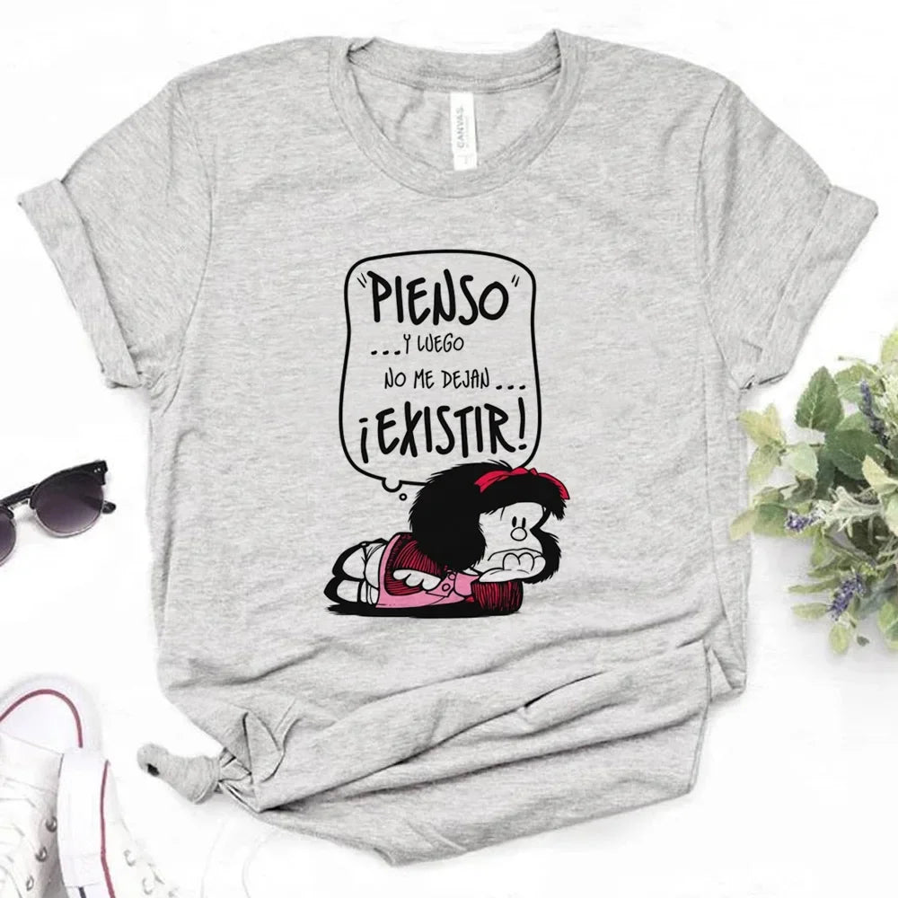 Mafalda Graphic T-Shirt for Women Casual Harajuku Manga Style Japanese Inspired Top Girl Clothing