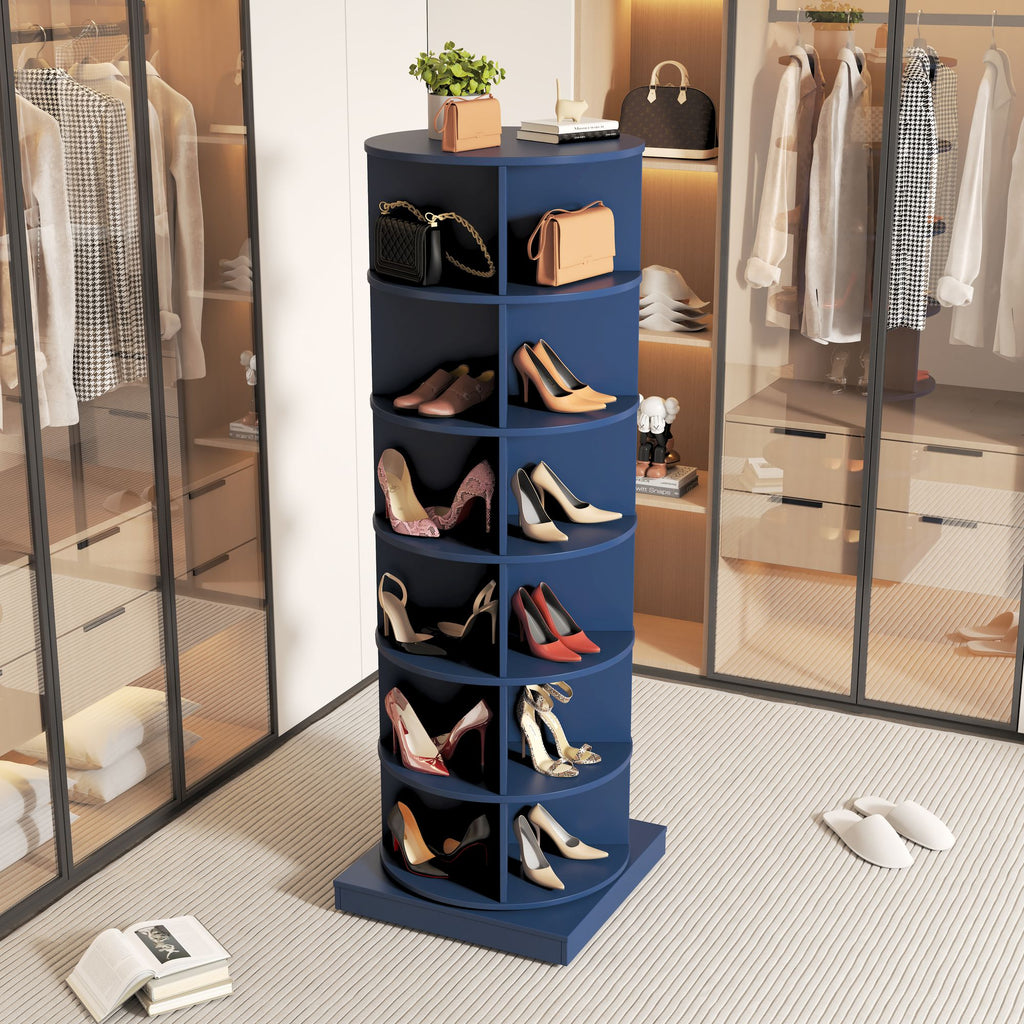 Blue 360 Rotating shoe cabinet 6 layers