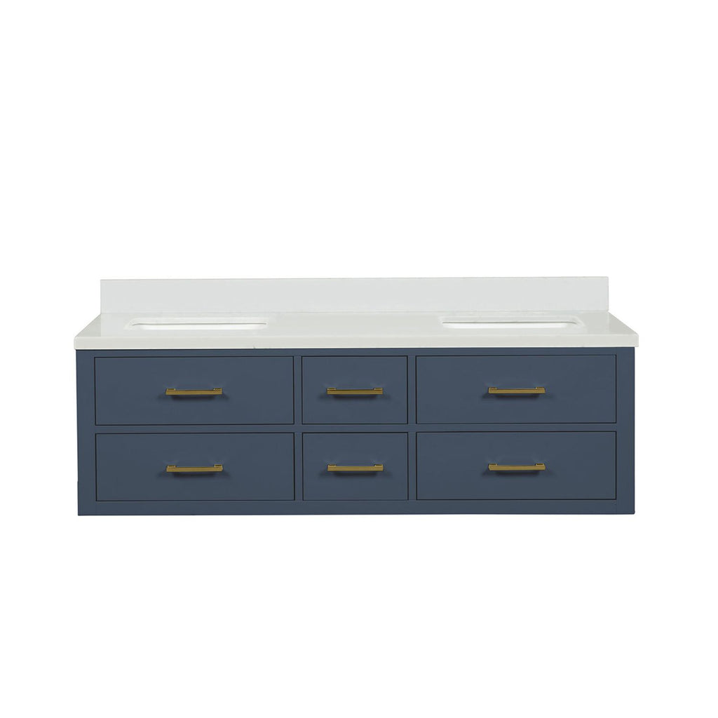 Blue Double Bath Vanity 60 in. W x 22 in. D, with Cultured Marble Top