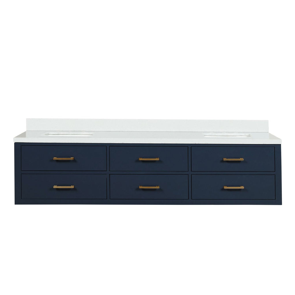 Blue Double Bath Vanity 80 in. W x 22 in. D, with Cultured Marble Top