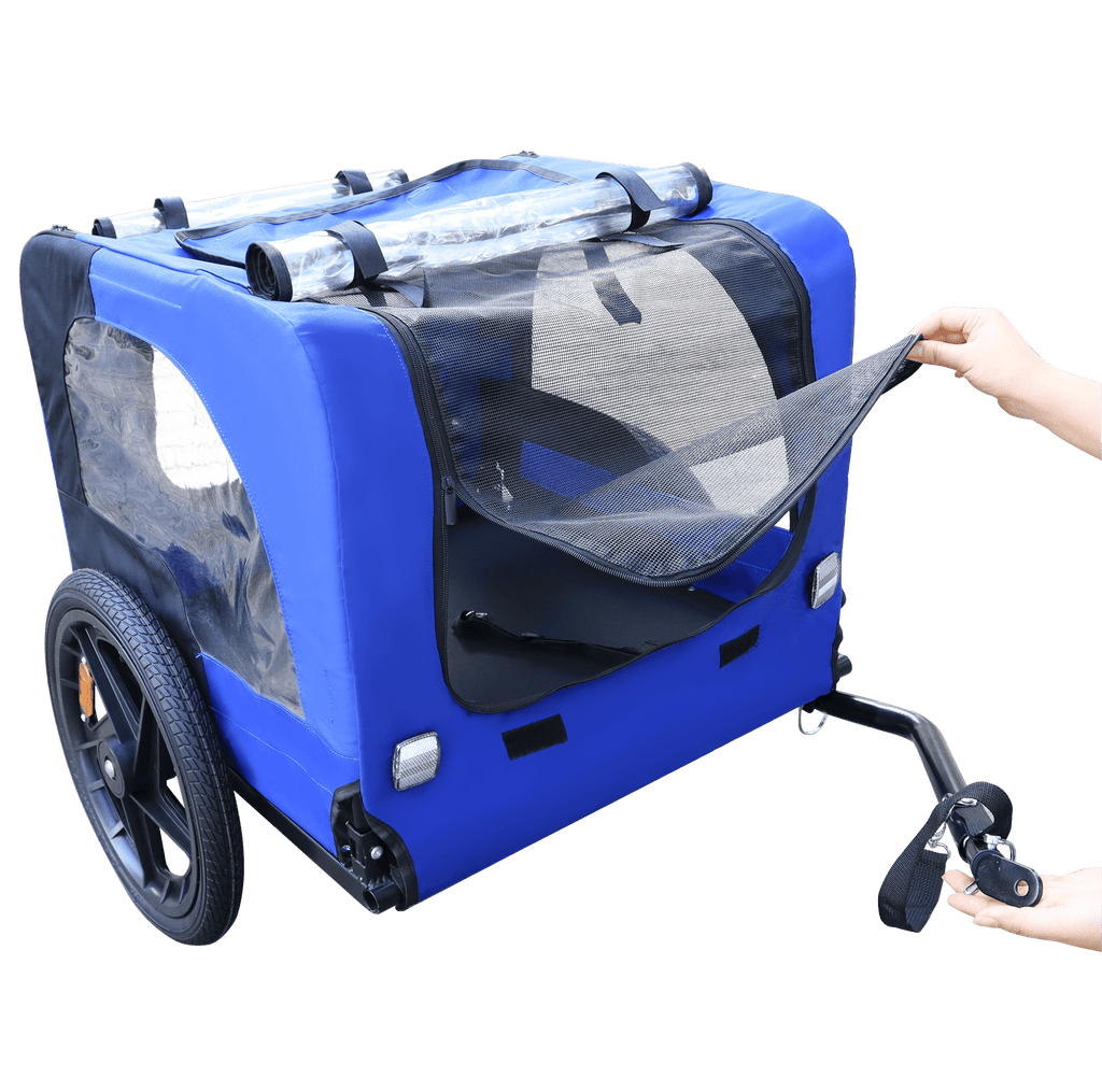 Blue High Quality 16 inch air wheel Pet Bike Trailer for Dogs Foldable Bicycle Pet Trailer