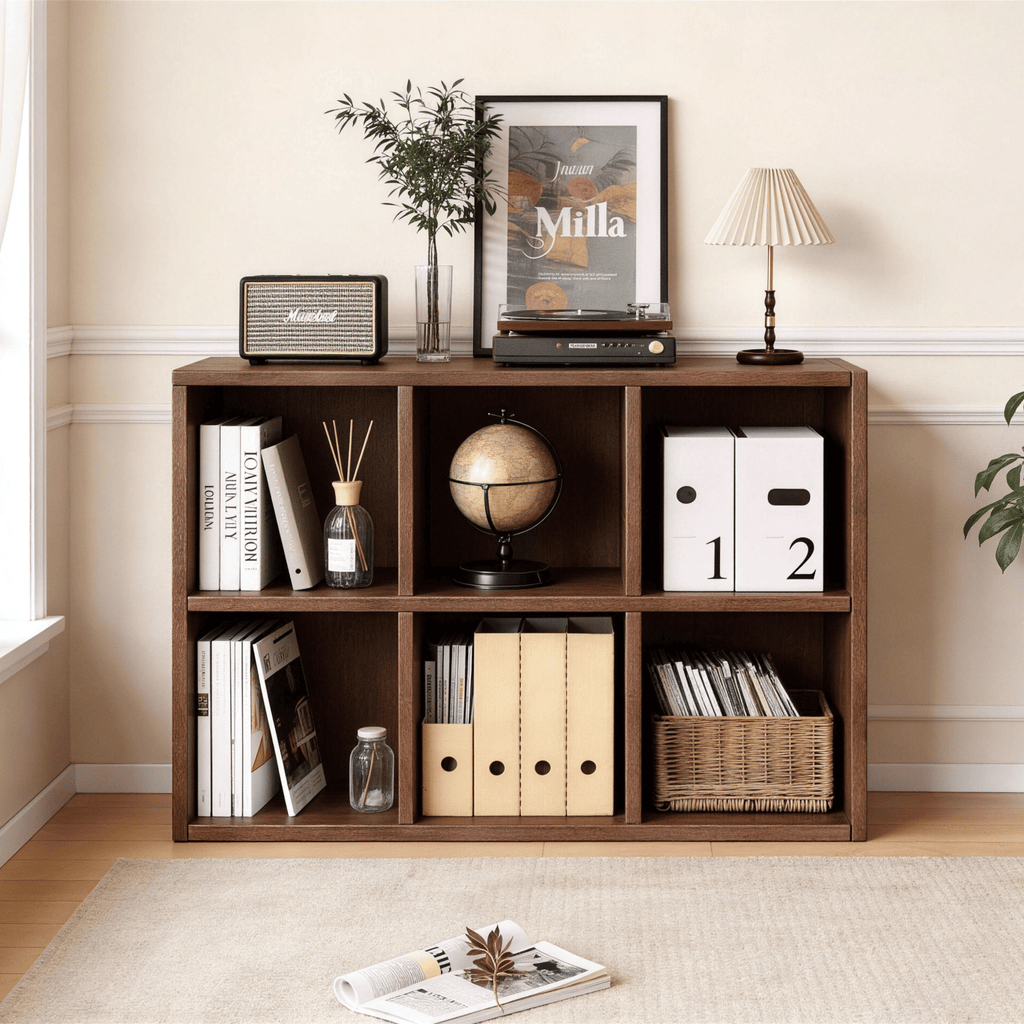 Book Shelf with 6 Storage Place Wooden Bookshelf Storage Organizer Diaplay CabinetWood
