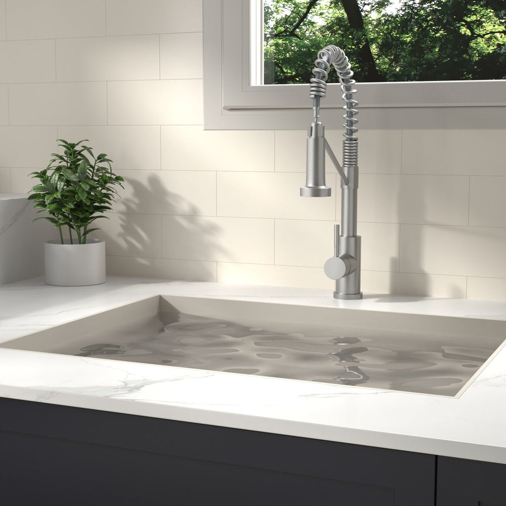 Bothwa Home CUPC Certified 19" Single Handle Kitchen Faucet (Brushed Nickel Finish)