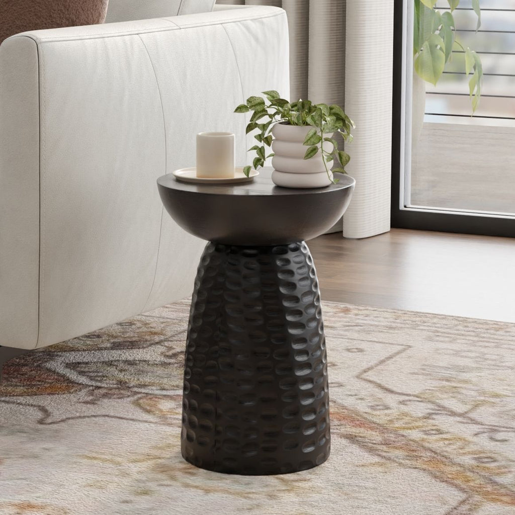 Boyd 13 inch Solid Mango Accent Table in Black
