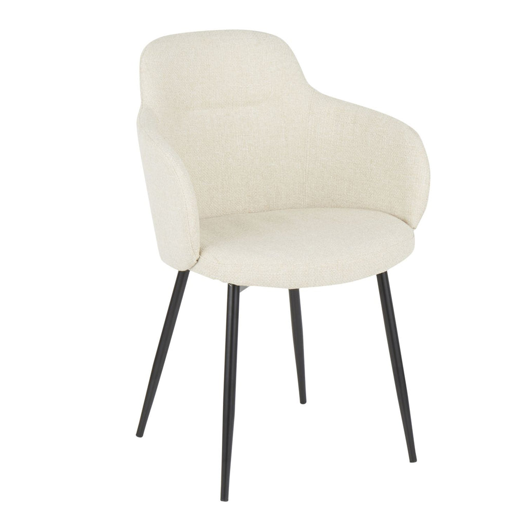 Boyne Industrial Chair in Black Metal and Cream Noise Fabric by