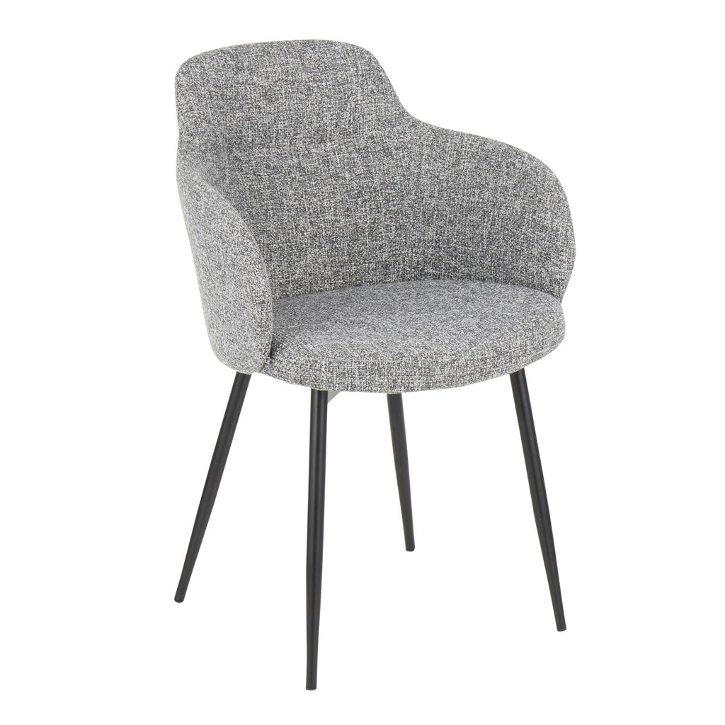 Boyne Industrial Chair in Black Metal and Grey Noise Fabric by