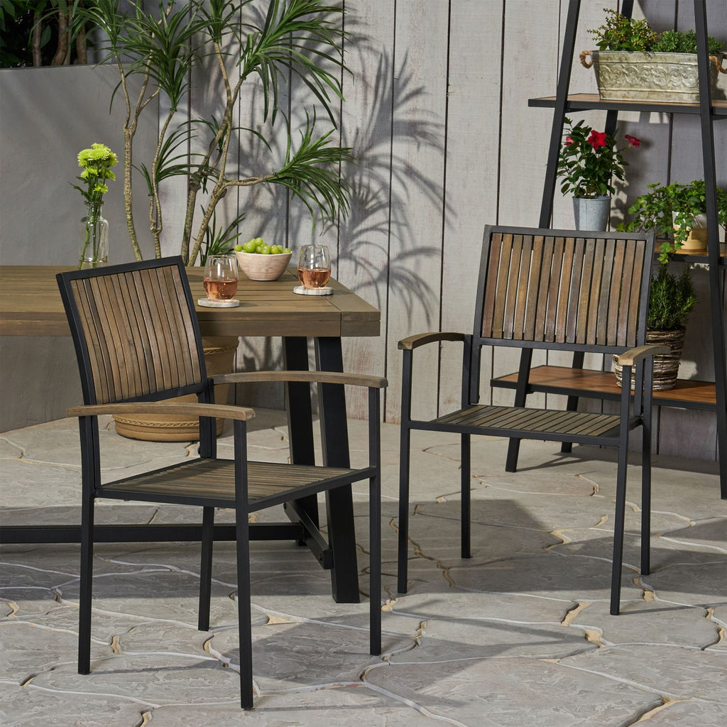 BRIDGET WOOD AND METAL CHAIR,Set of 2