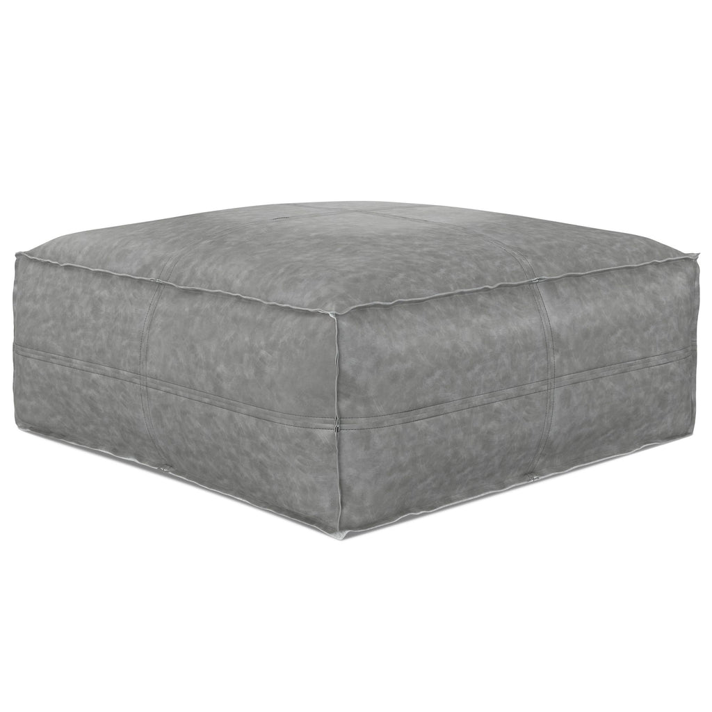 Brody - Large Square Coffee Table Pouf - Distressed Grey