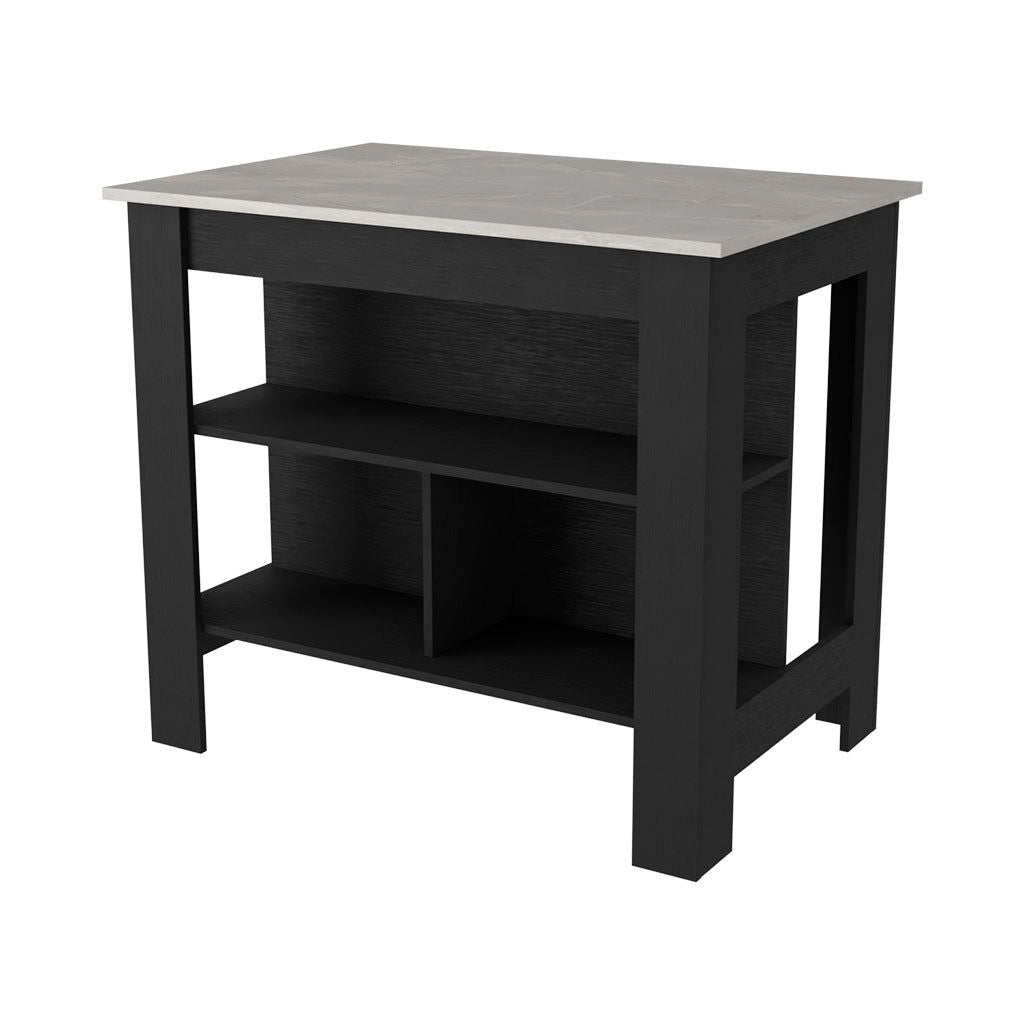 Brooklyn Kitchen Island, Three Concealed Shelves