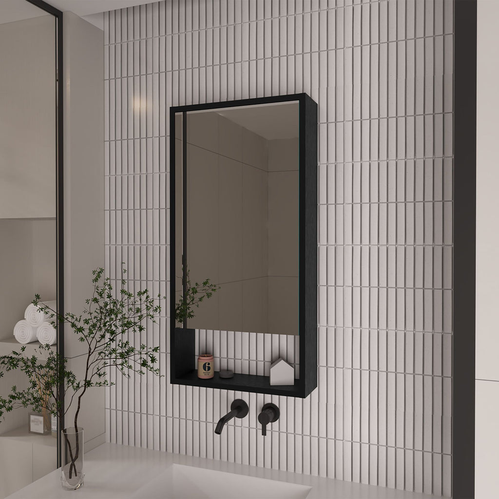 Burlington Rectangle Medicine Cabinet with Mirror Black Wengue