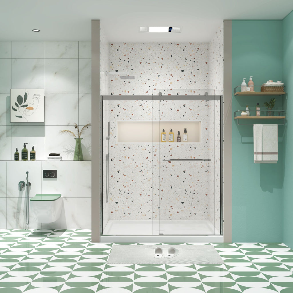 Bypass shower door, sliding door, with 5/16" tempered glass and Brushed Nickel finish 6074