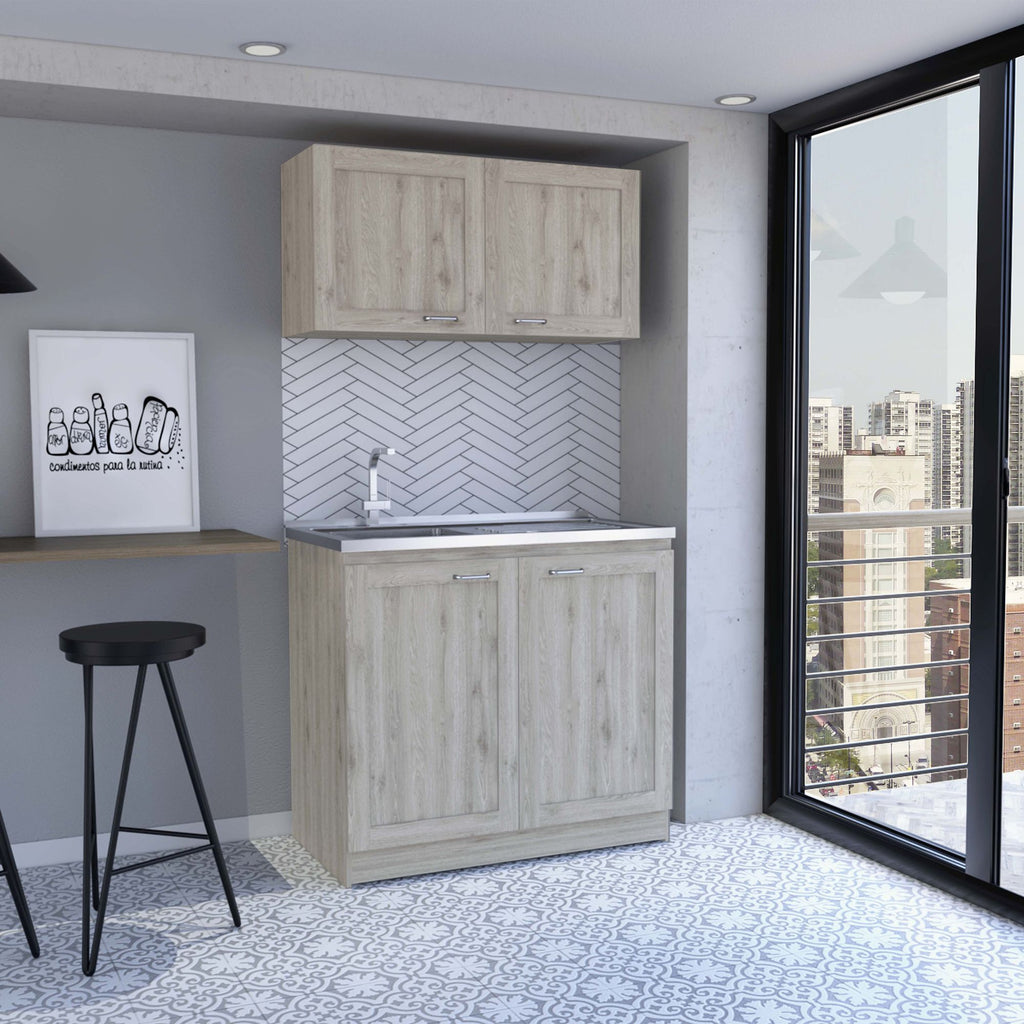Cabinet, Two Parts Set, Light Gray