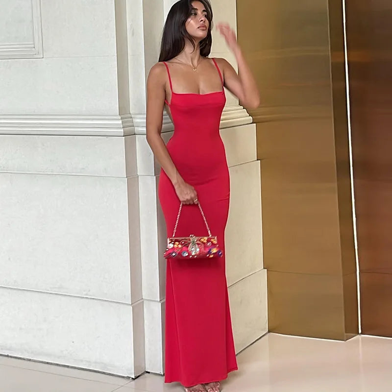 Elegant Sleeveless Backless Bodycon Maxi Dress for Women with Y2K Style Ideal for Prom, Parties, and Casual Occasions - NIICY