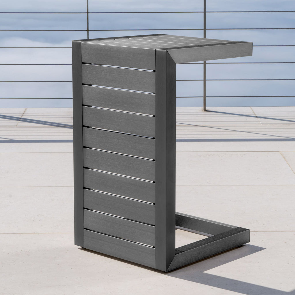 CAPE CORAL ALU C-SHAPED TABLE GREY
